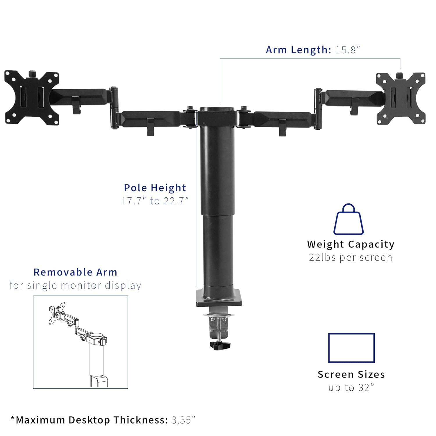 VIVO 63" x 32" Electric Stand Up Desk with Motorized Dual Monitor Mount, DESK-KIT-SET1B