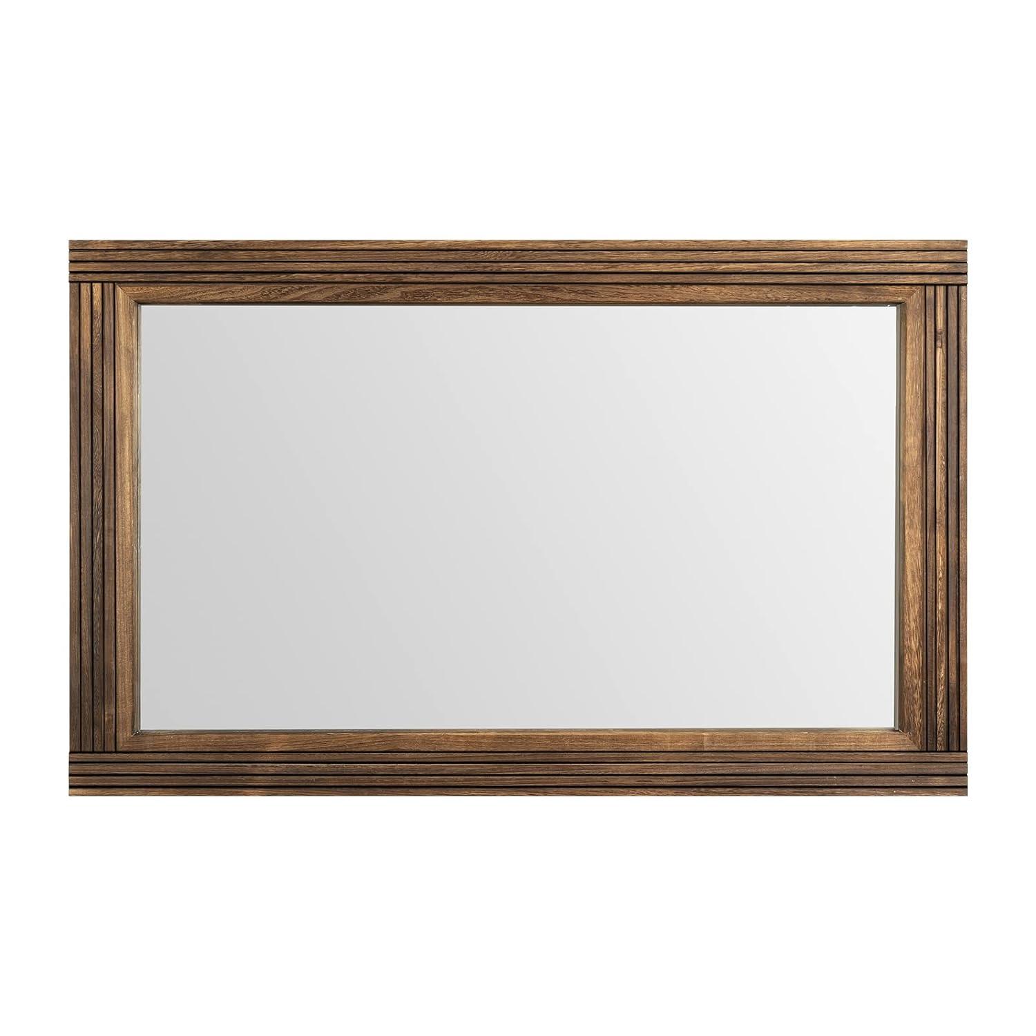 Rustic Natural Wood and Iron Rectangular Wall Mirror