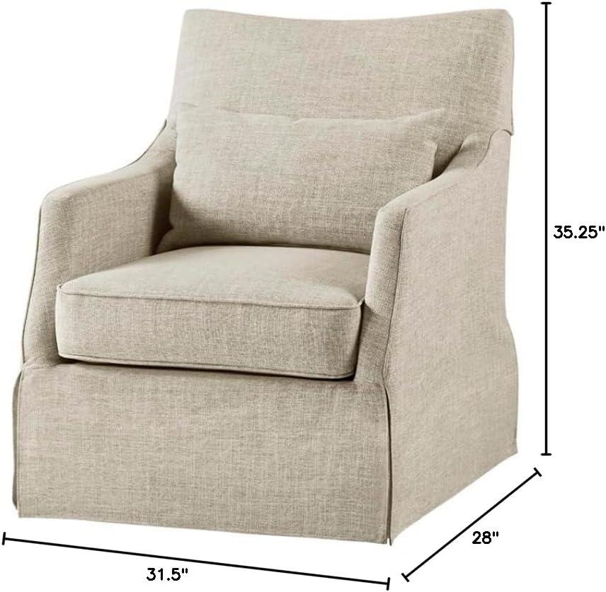 Martha Stewart London Skirted Swivel Chair Tan: Upholstered Polyester, No Assembly Required