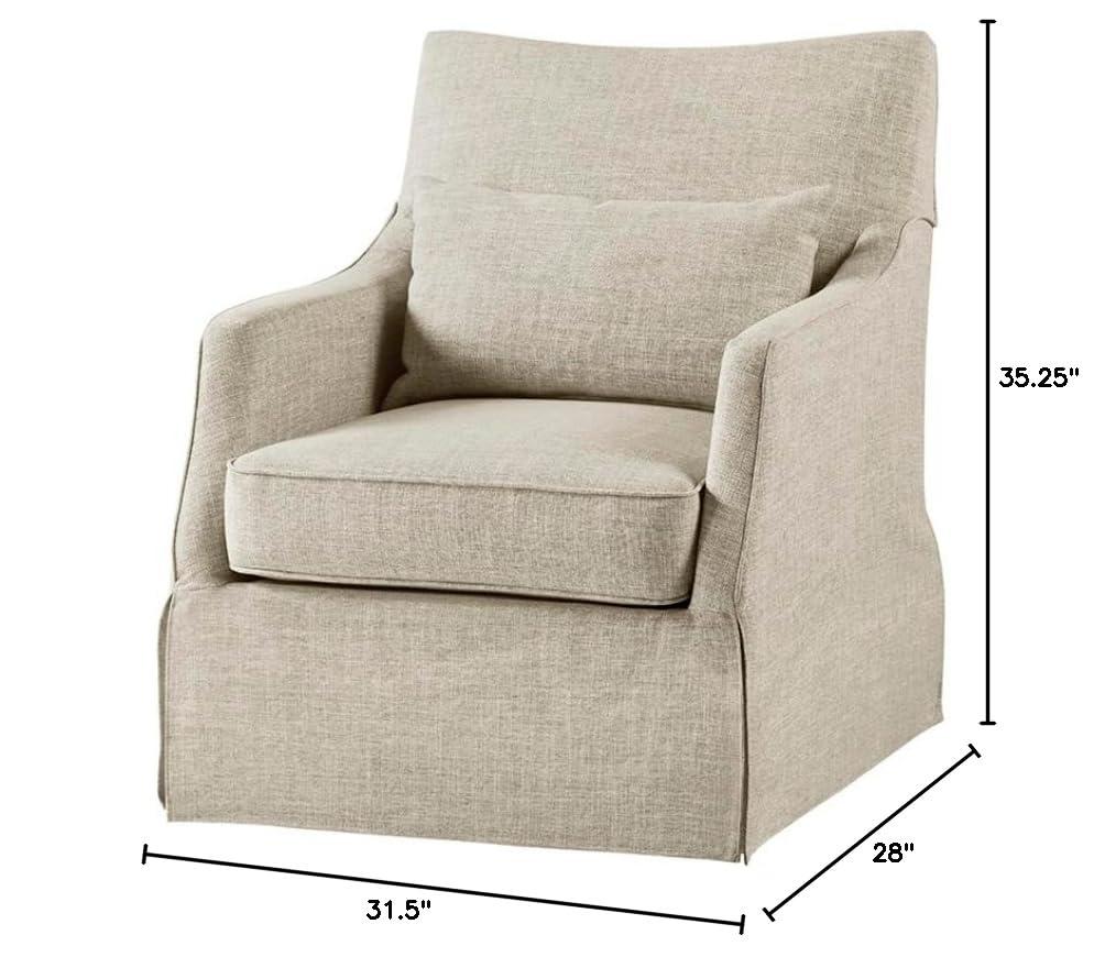 Martha Stewart London Skirted Swivel Chair Tan: Upholstered Polyester, No Assembly Required