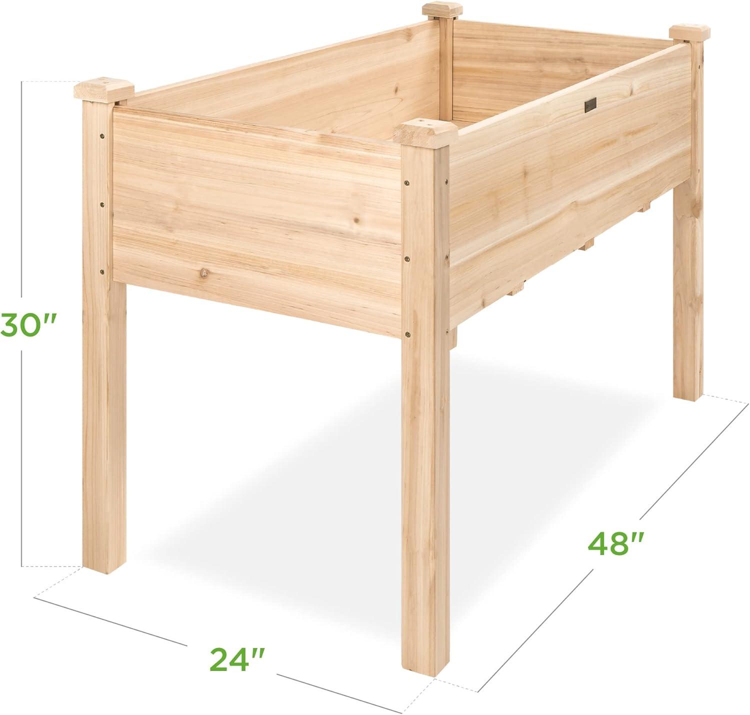 Natural Fir Wood Elevated Garden Planter with Liner, 48"