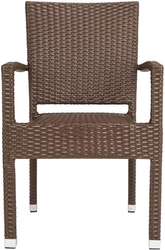 Kelda Stackable Arm Chair Indoor/Outdoor (Set Of 2) - PAT4004 - Brown - Safavieh