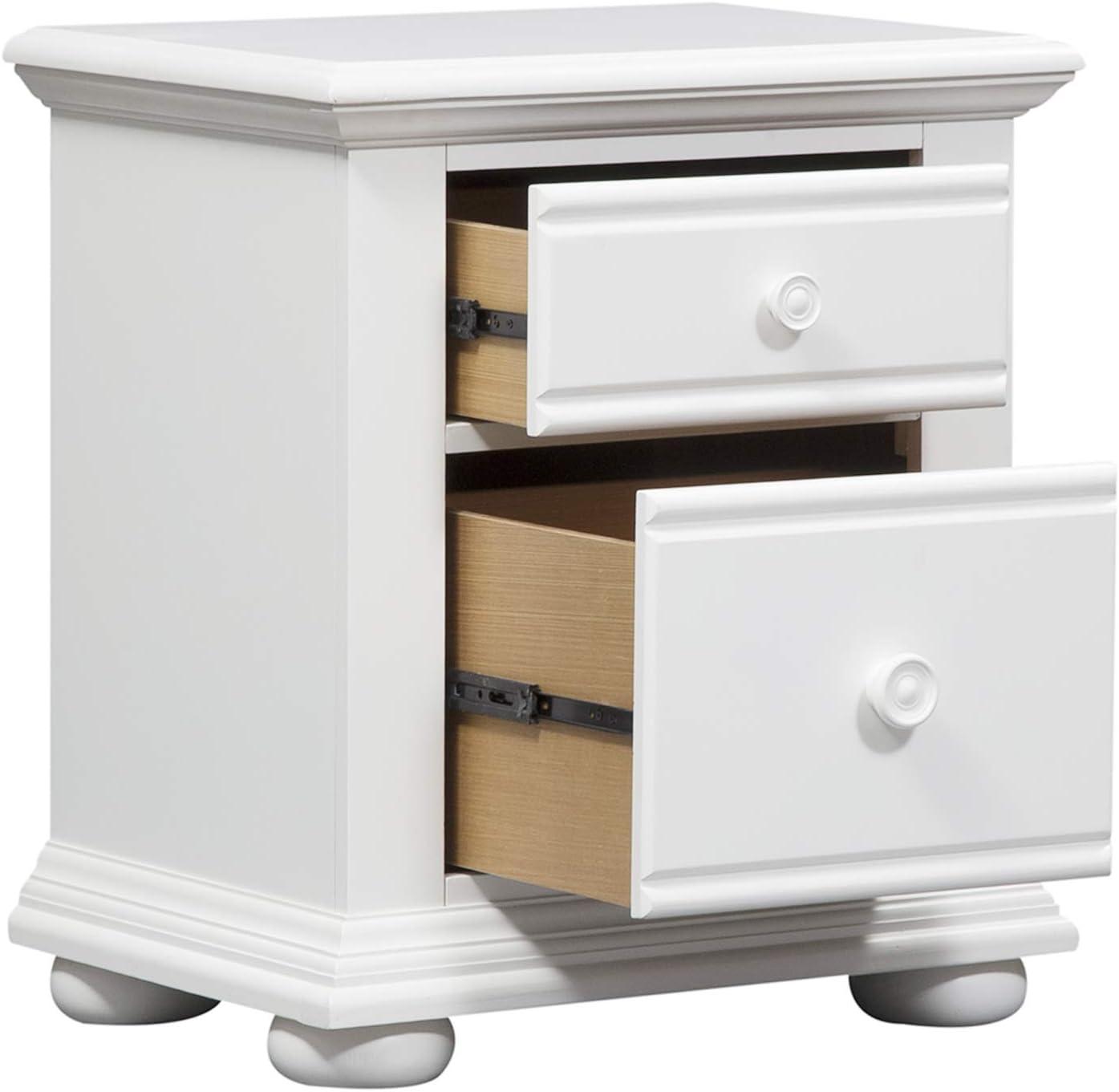 Cottage Charm White 2-Drawer Nightstand with Bun Feet