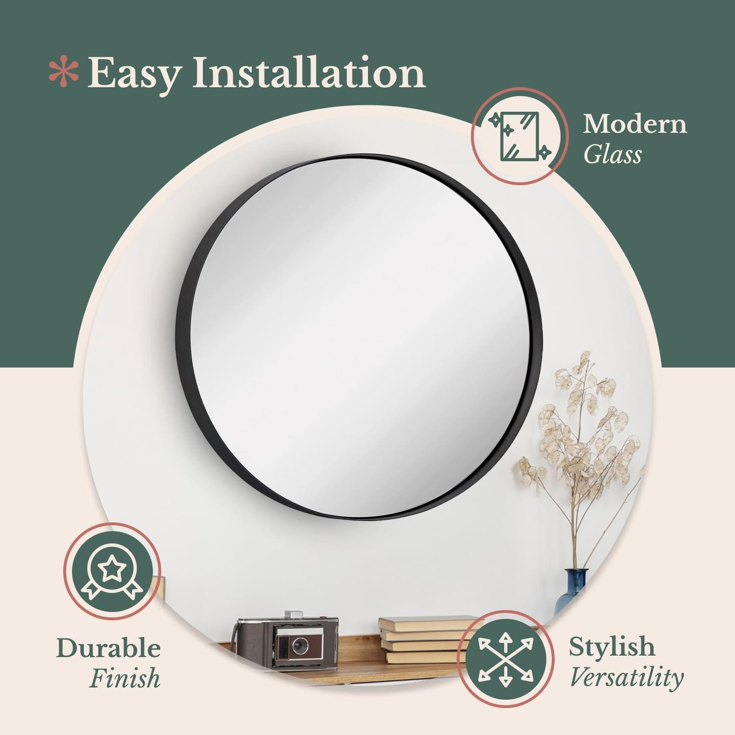 Hamilton Hills 24" Bronze Circle Deep Set Metal Round Frame Mirror Contemporary