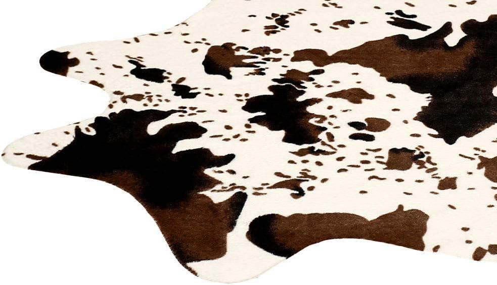 Cute Cow Print Faux Cowhide Kids Rug with Non-slip Backing