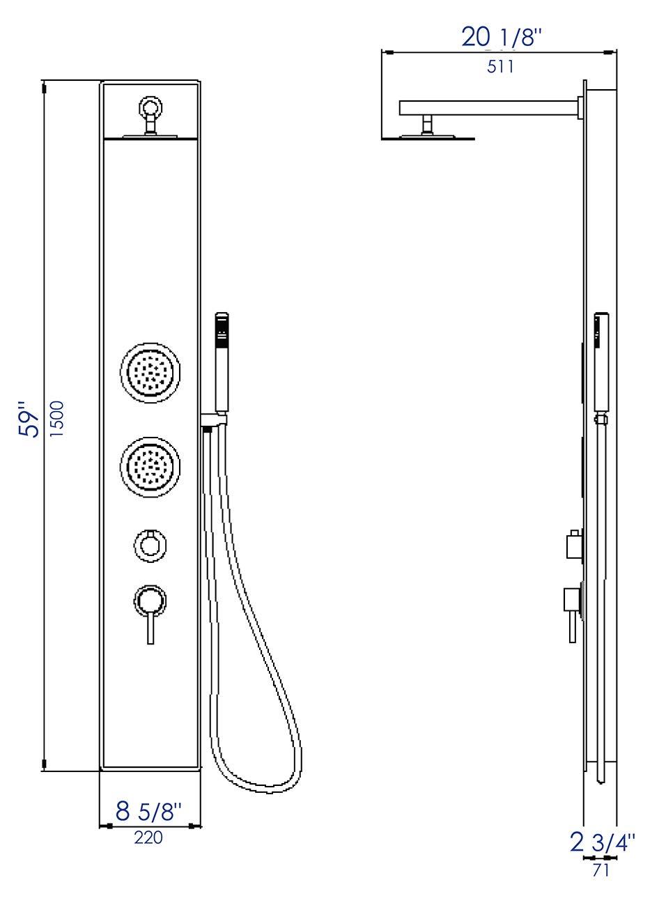 59'' Shower Panel with Adjustable Shower Head