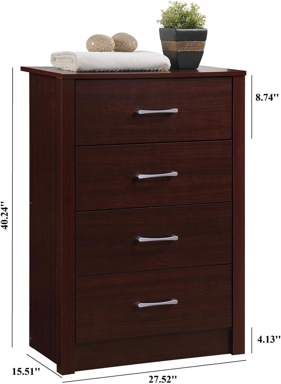 Hodedah 4-Drawer Chest in Mahogany