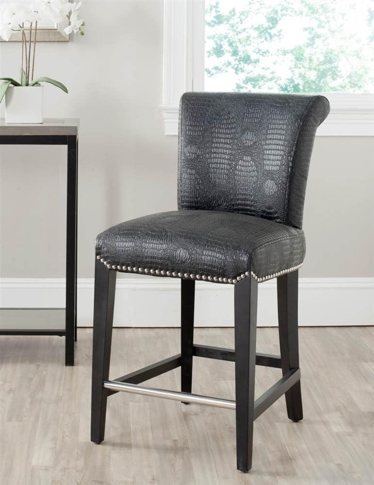 SAFAVIEH Seth Counter Stool Black / Crocodile