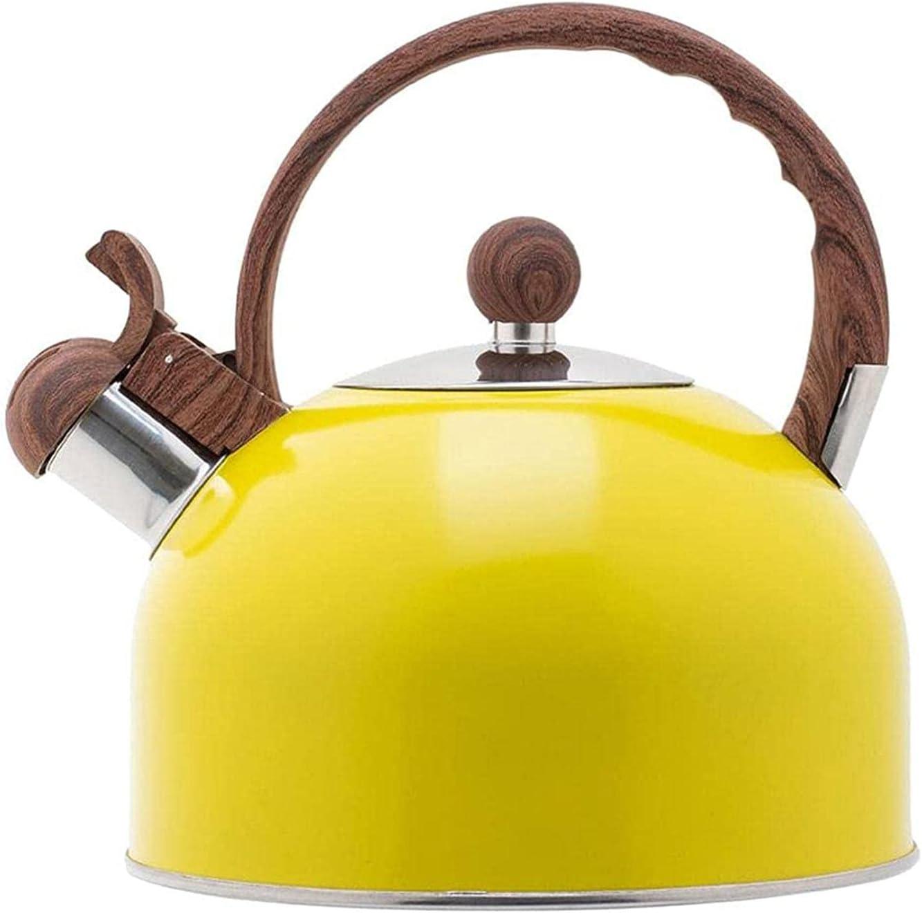 Lemon Yellow Stainless Steel 2.5L Whistling Tea Kettle