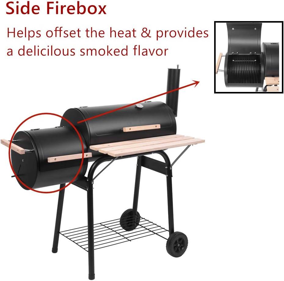 SamyoHome Charcoal BBQ Grill Outdoor Meat Cooker Smoker Patio Backyard Black