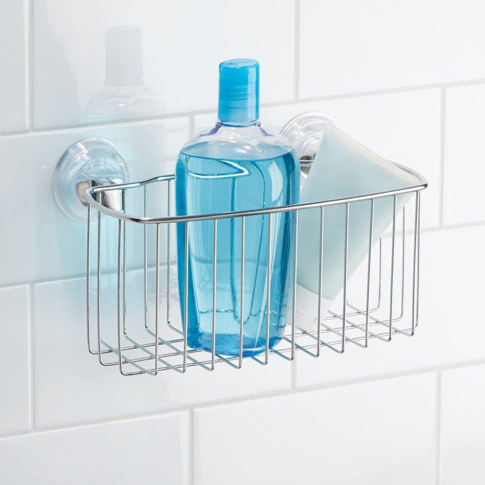 iDesign Reo Suction Stainless Steel Shower Basket