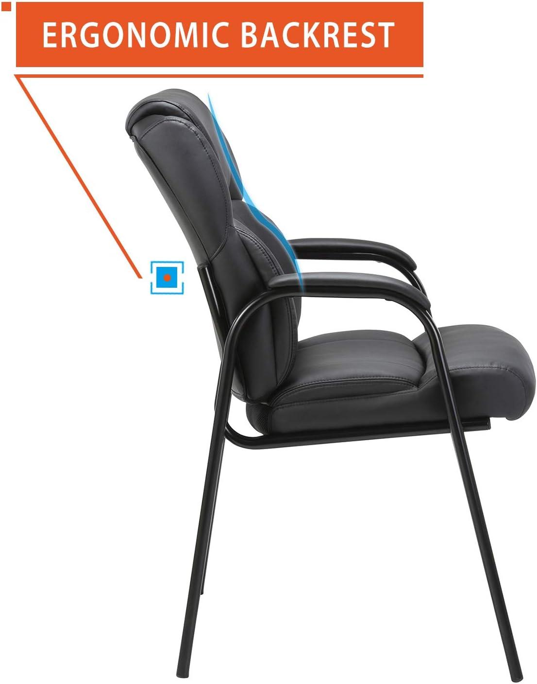 Black Leather Executive Guest Chair with Metal Frame