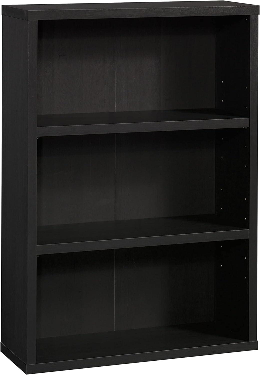 Raven Oak Adjustable 3-Shelf Black Bookcase