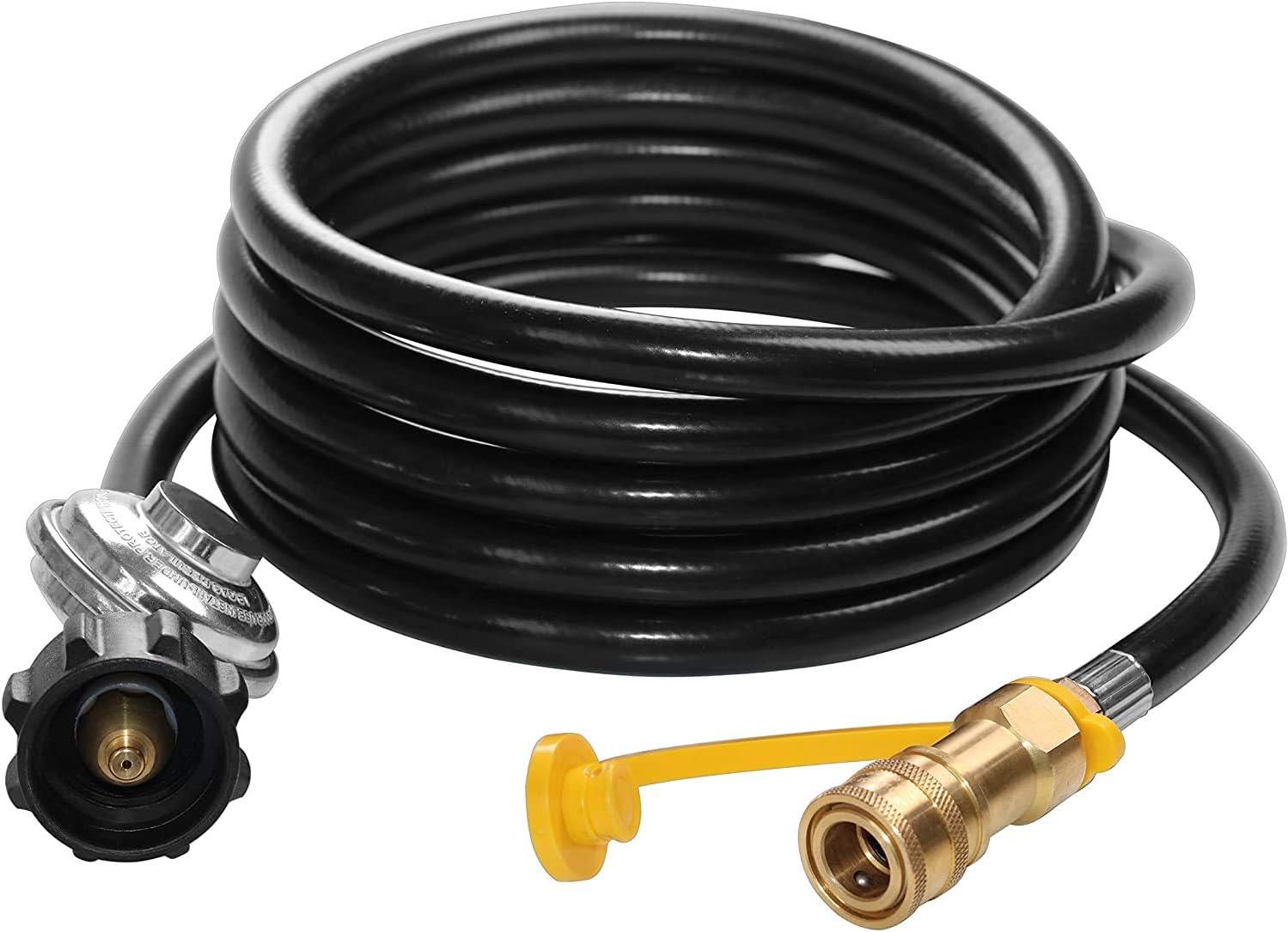 GasSaf 12ft Propane Regulator with Hose, Propane Hose for Indoor/Outdoor Heater -3/8 Quick Connect Disconnect
