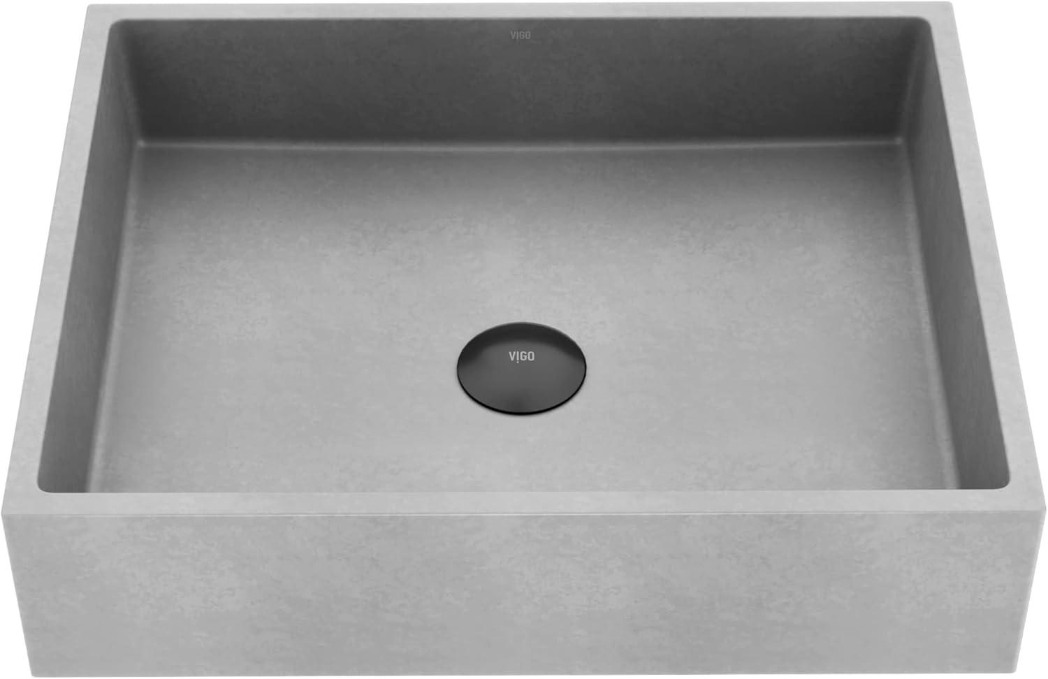 Coca Gothic 19" L x 15" W x 5" H Gray Handmade Rectangular Vessel Bathroom Sink