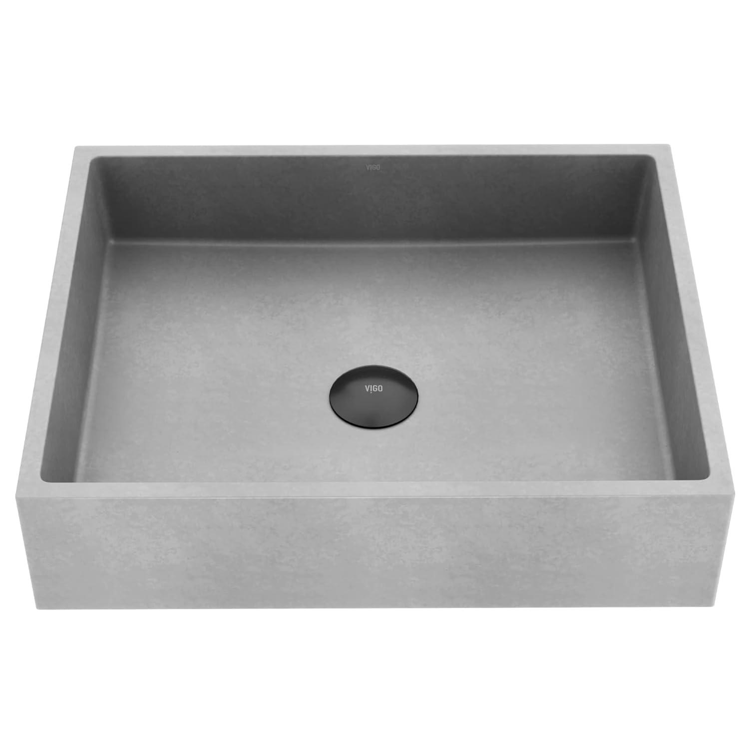Coca Gothic 19" L x 15" W x 5" H Gray Handmade Rectangular Vessel Bathroom Sink