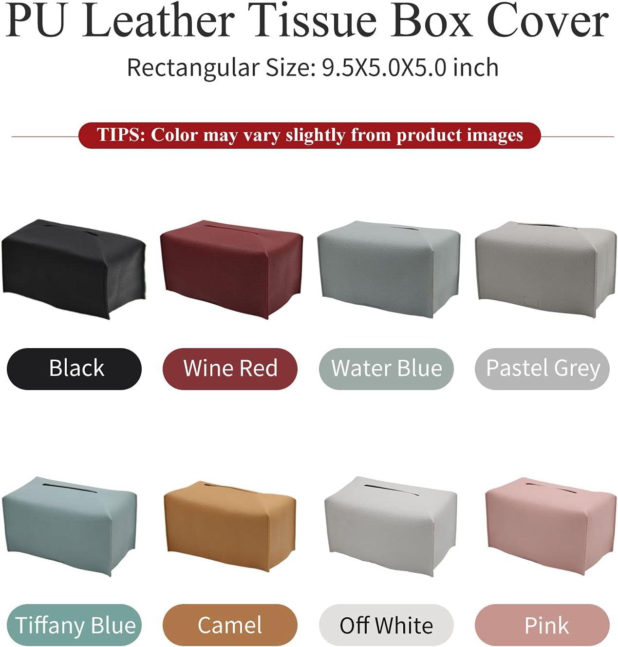 Livelab Tissue Box Cover, Modern Decorative PU Leather Rectangular Tissue Box Case Organizer Holder for Vanity Countertop, Night Stands, Livingroom, Office Desk & Car 9.5X5X5'' | Black