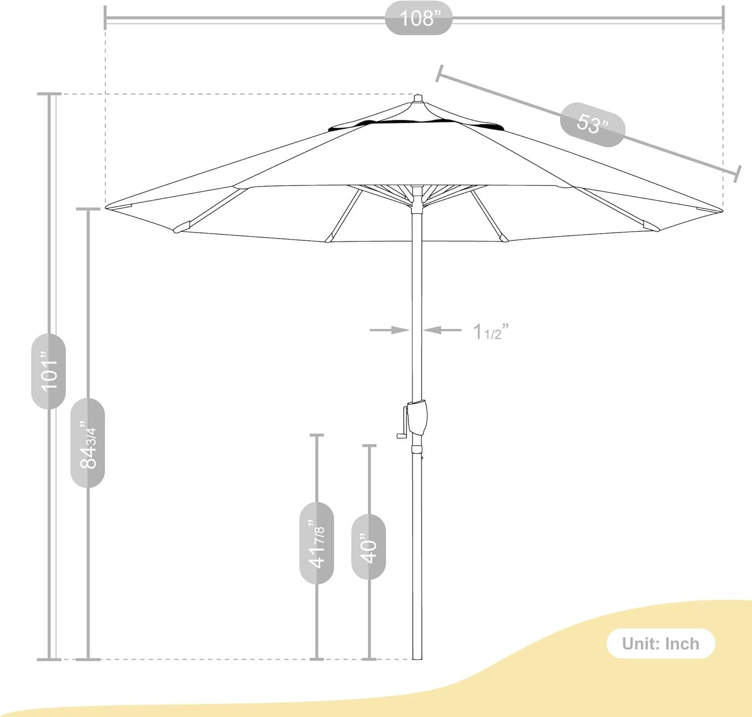 9 ft Black Aluminum Market Umbrella with Bronze Pole