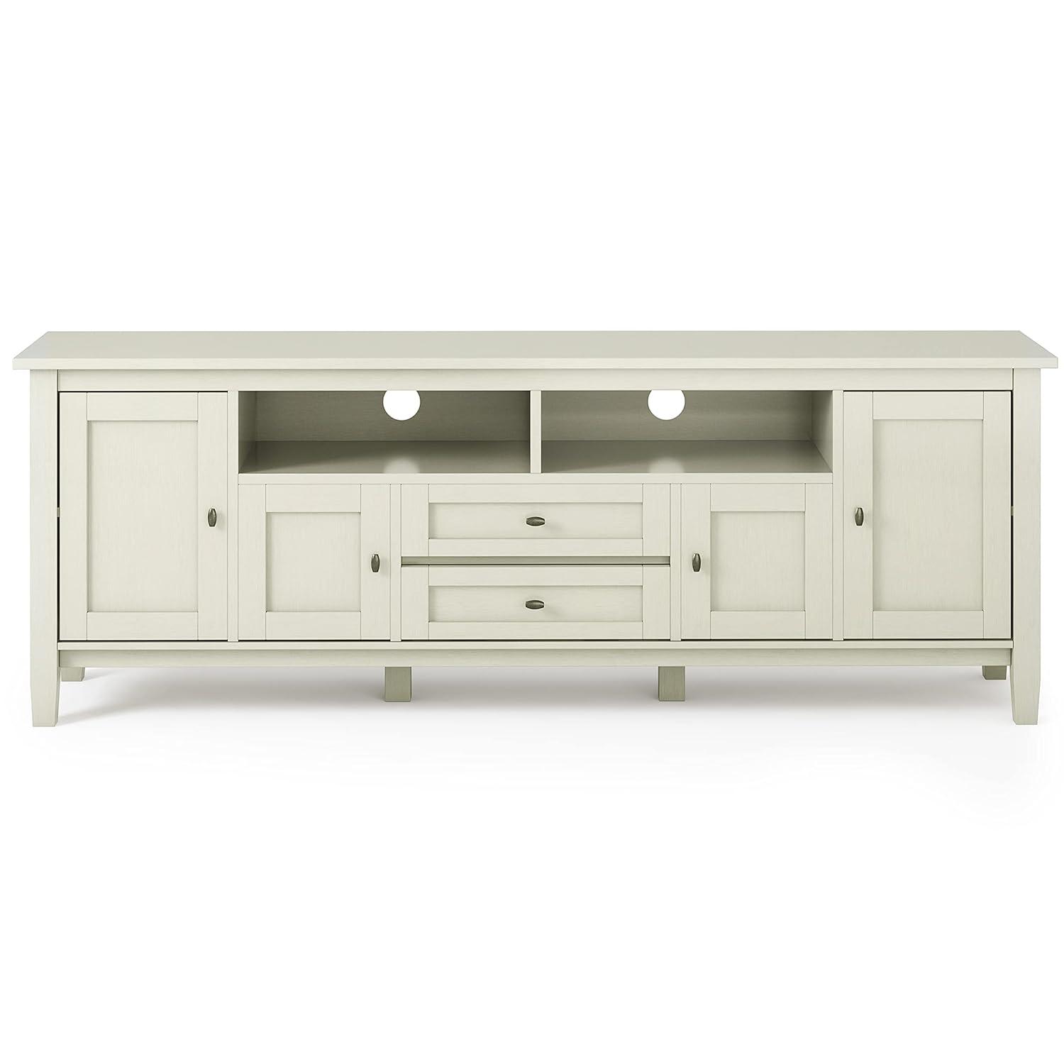 Simpli Home Warm Shaker 72"W Solid Wood TV Stand for TVs up to 80" with 4 Storage Cabinets and 2 Drawers