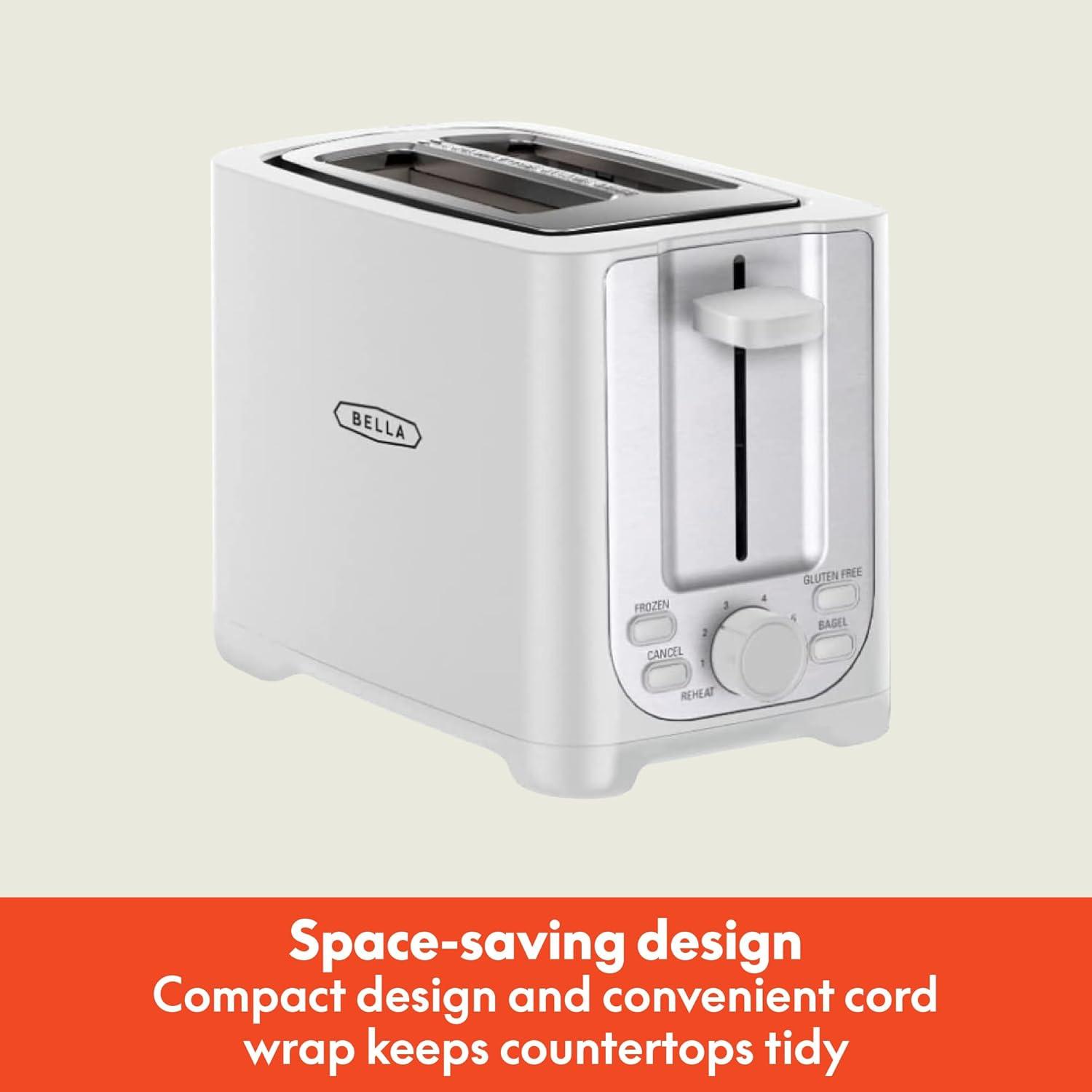 2-Slice Toaster with Auto Shutoff - Extra-Wide Slot and Removable Crumb Tray plus Cancel, Defrost and Reheat Functions - Toast, Bagels and Waffles