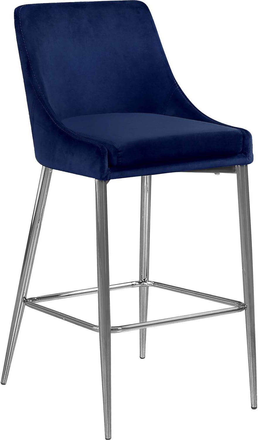 Meridian Furniture Karina 27.5"H Velvet Counter Stool in Navy (Set of 2)