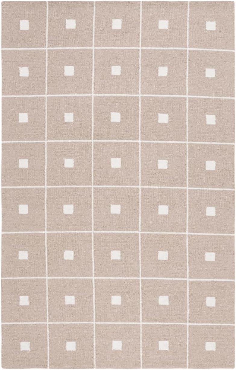 Geometric Hand Tufted Wool Area Rug in Beige