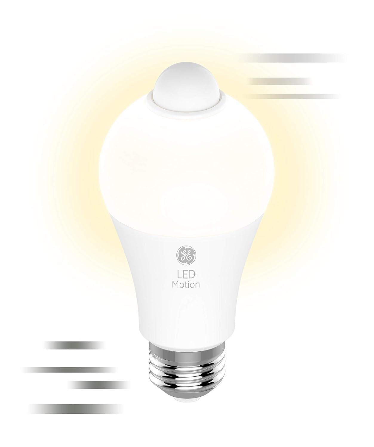 GE LED+ Motion LED Light Bulb, Warm White, 75 Watt, A21 Bulbs, Medium Base, 2pk