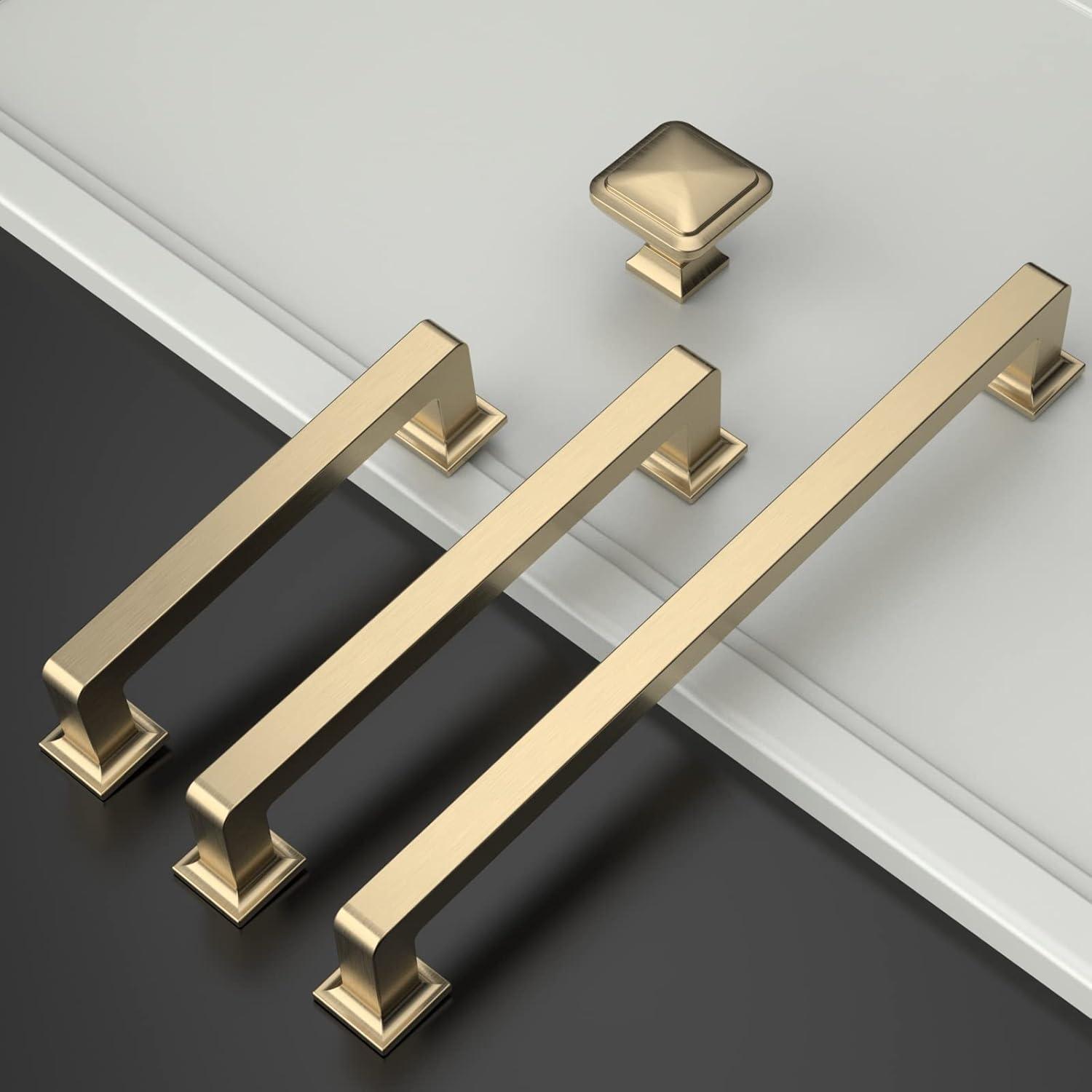 Brushed Brass 8" Transitional Cabinet Bar Pulls with Mounting Hardware