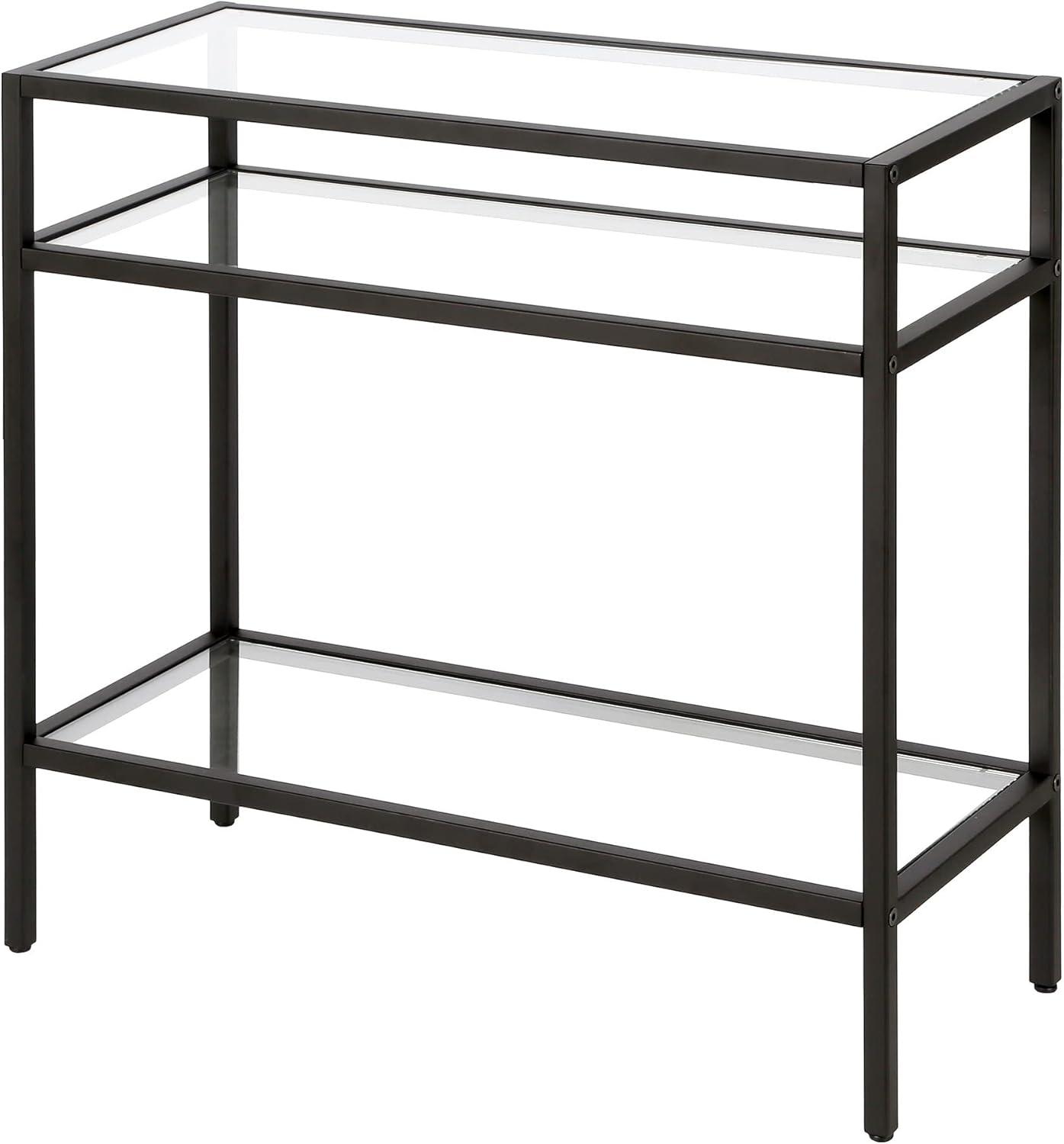 Evelyn&Zoe Sivil 24" Wide Rectangular Side Table, Blackened Bronze