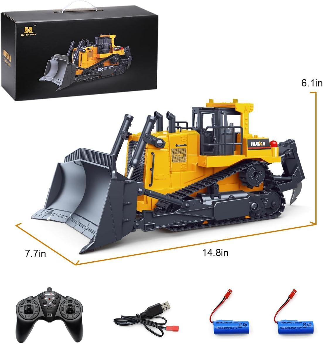 Fisca 1/16 Remote Control Bulldozer Toys for Kids, Children RC Dozer Front Loader Tractor Construction Vehicles