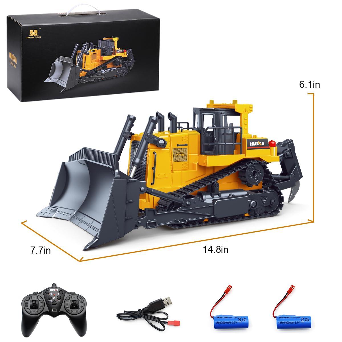 Fisca 1/16 Remote Control Bulldozer Toys for Kids, Children RC Dozer Front Loader Tractor Construction Vehicles