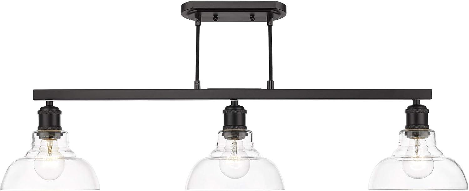 Golden Lighting Carver 3-Light Semi-flush in Matte Black with Clear Glass