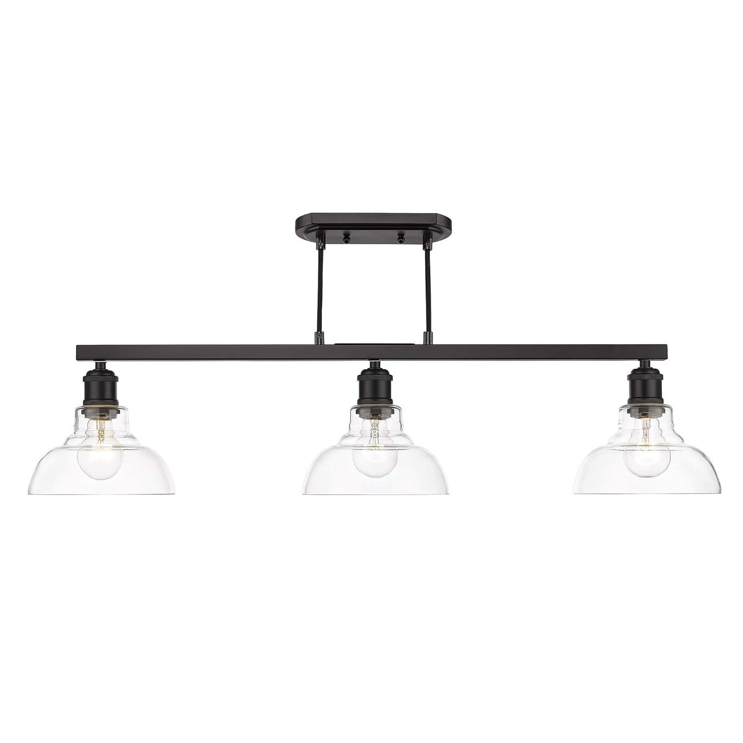 Golden Lighting Carver 3-Light Semi-flush in Matte Black with Clear Glass