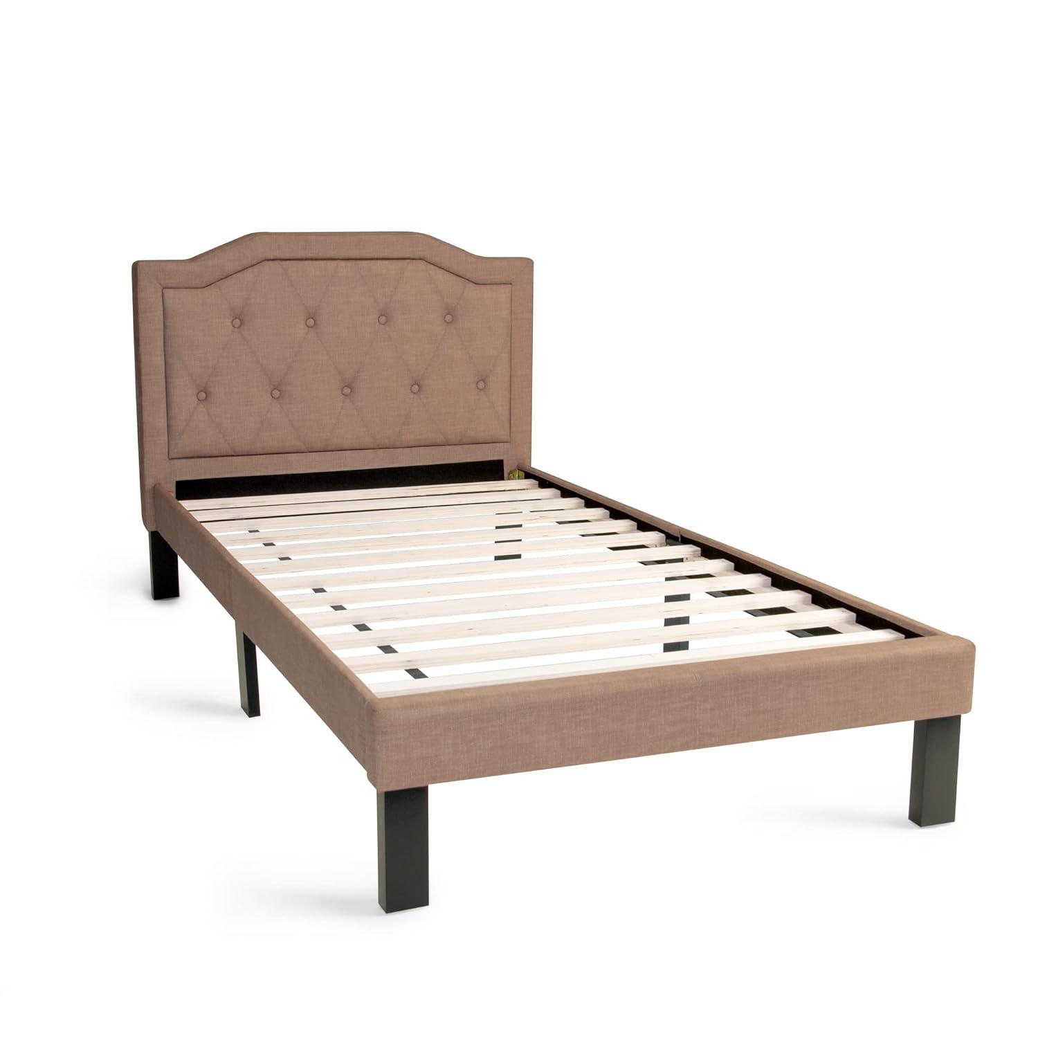 Poundex F9346T Teen Twin Size Bed In Gray Fabric