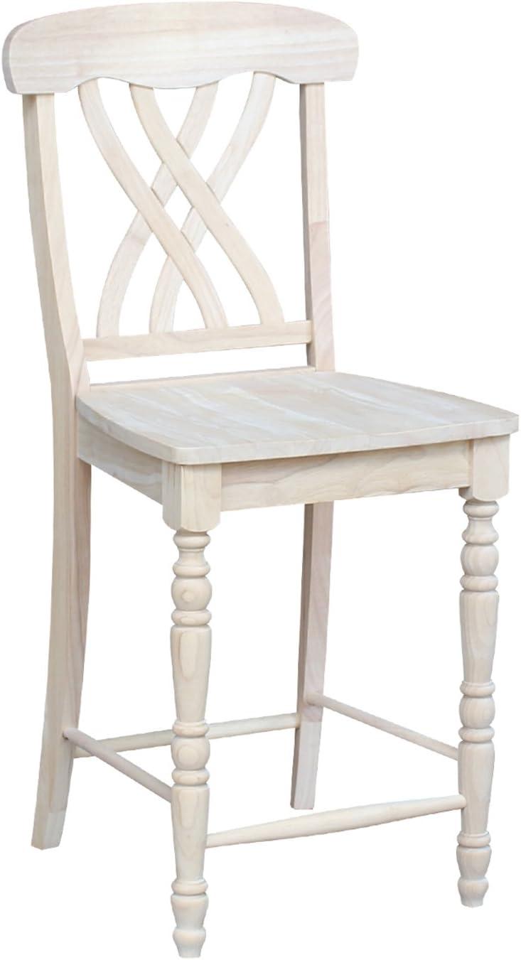 24" Lattice Counter Height Barstool Unfinished - International Concepts