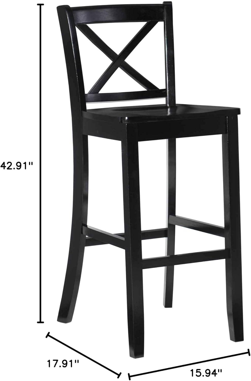 30" Torino X Back Wood Barstool - Black - Linon: Solid Rubberwood, Unupholstered, Armless