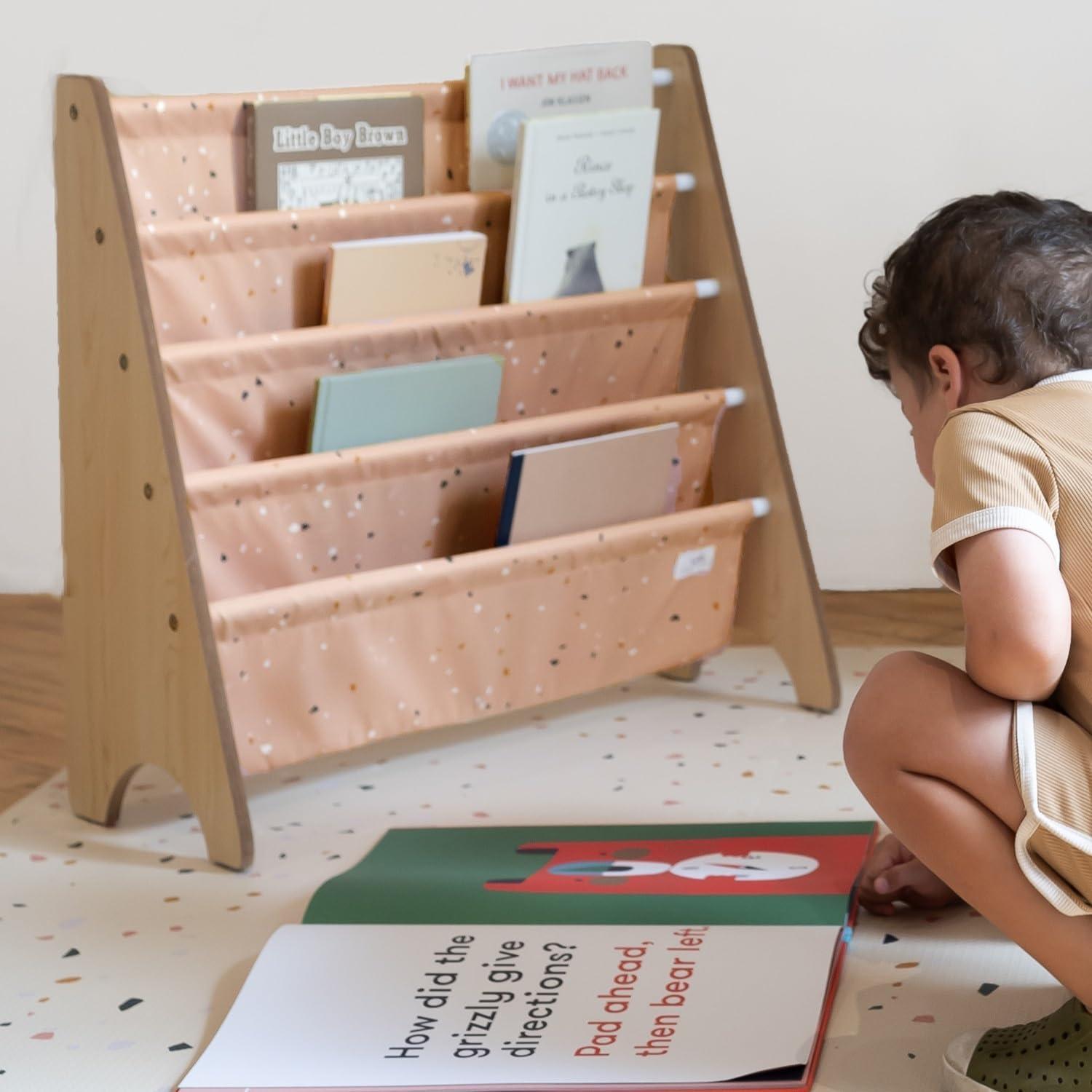 Terrazzo Clay Orange and Beige Kids 4-Tier Bookshelf