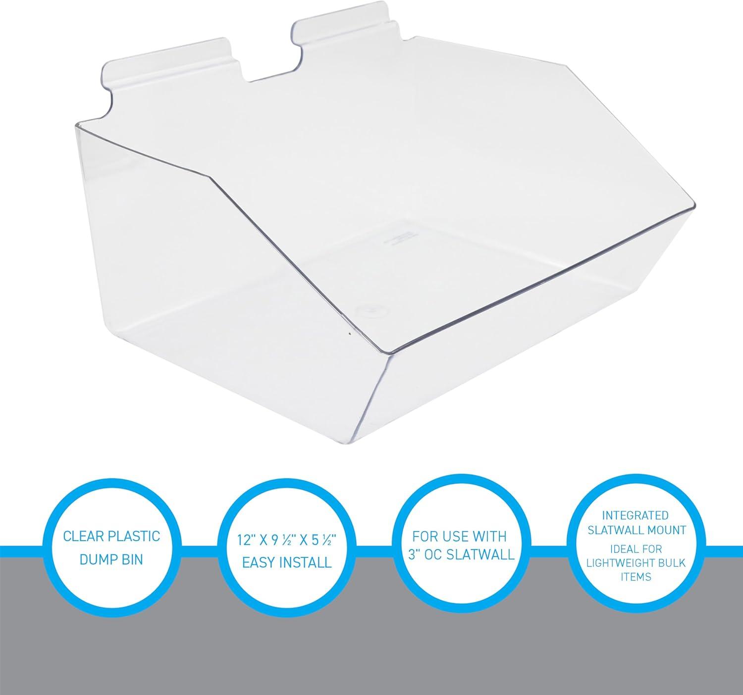 Clear Plastic Slatwall Display Bin Set for Retail Stores