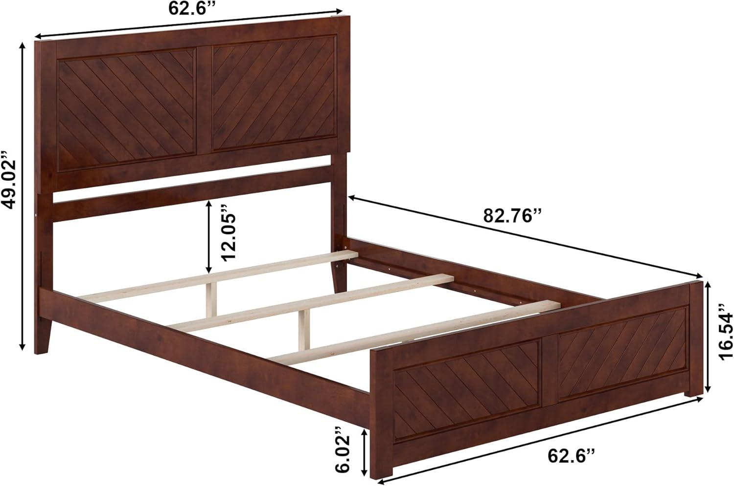 AFI Canyon Walnut Solid Wood Foundation Bed Frame with Matching Footboard, Queen