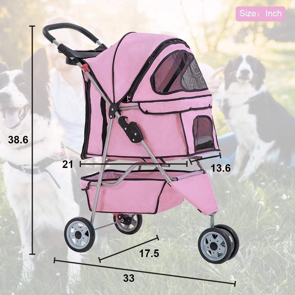 FDW 3 Wheels Pet Stroller Dog Cat Cage Jogger Stroller for Medium Small Dogs Cats Travel Folding Carrier Waterproof Puppy Stroller