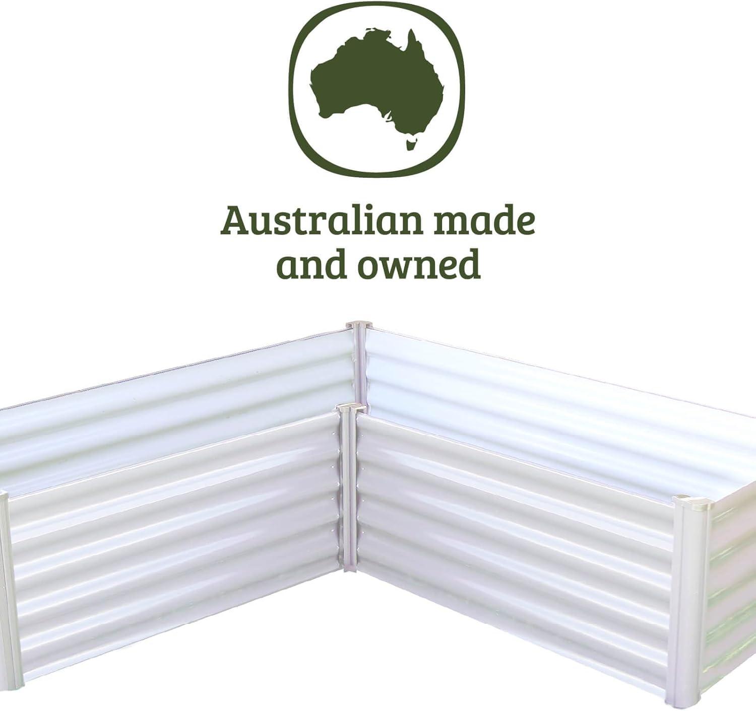 Surfmist White L-Shaped Galvanized Steel Raised Garden Bed