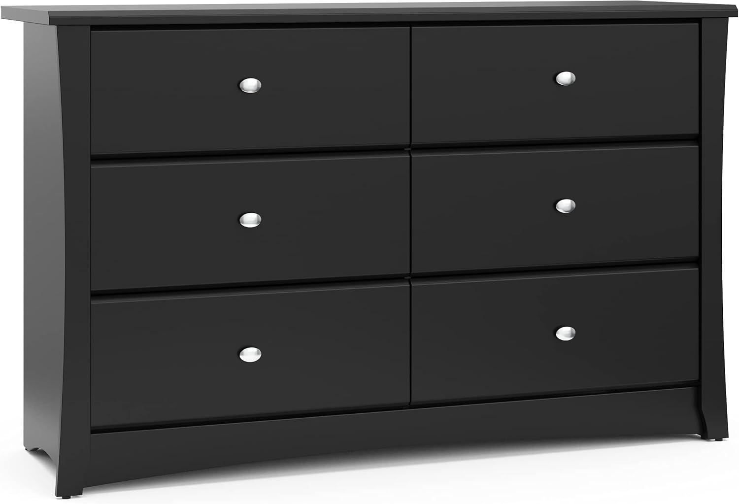 Storkcraft Crescent 6 Drawer Nursery Double Dresser, Black