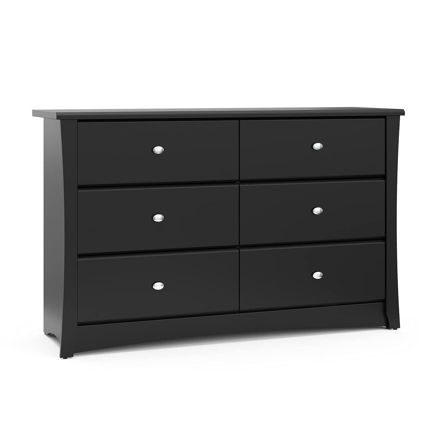 Storkcraft Crescent 6 Drawer Nursery Double Dresser, Black