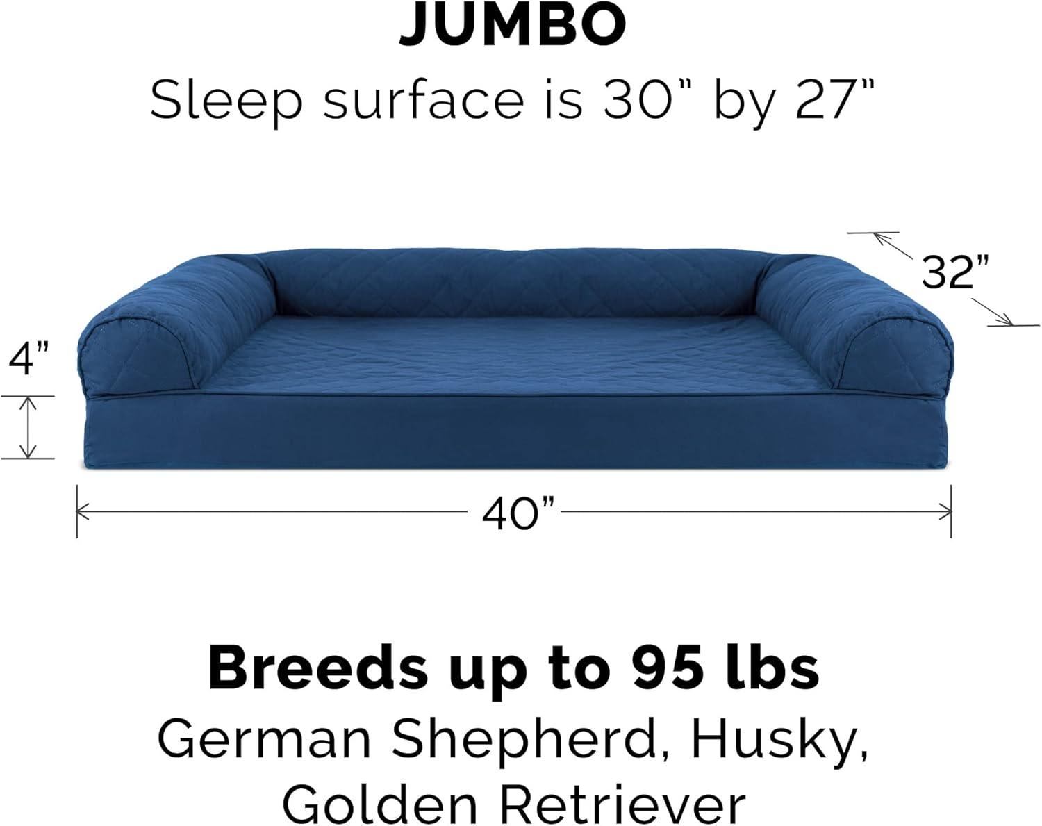 FurHaven Quilted Orthopedic Bolster Sofa Pet Bed