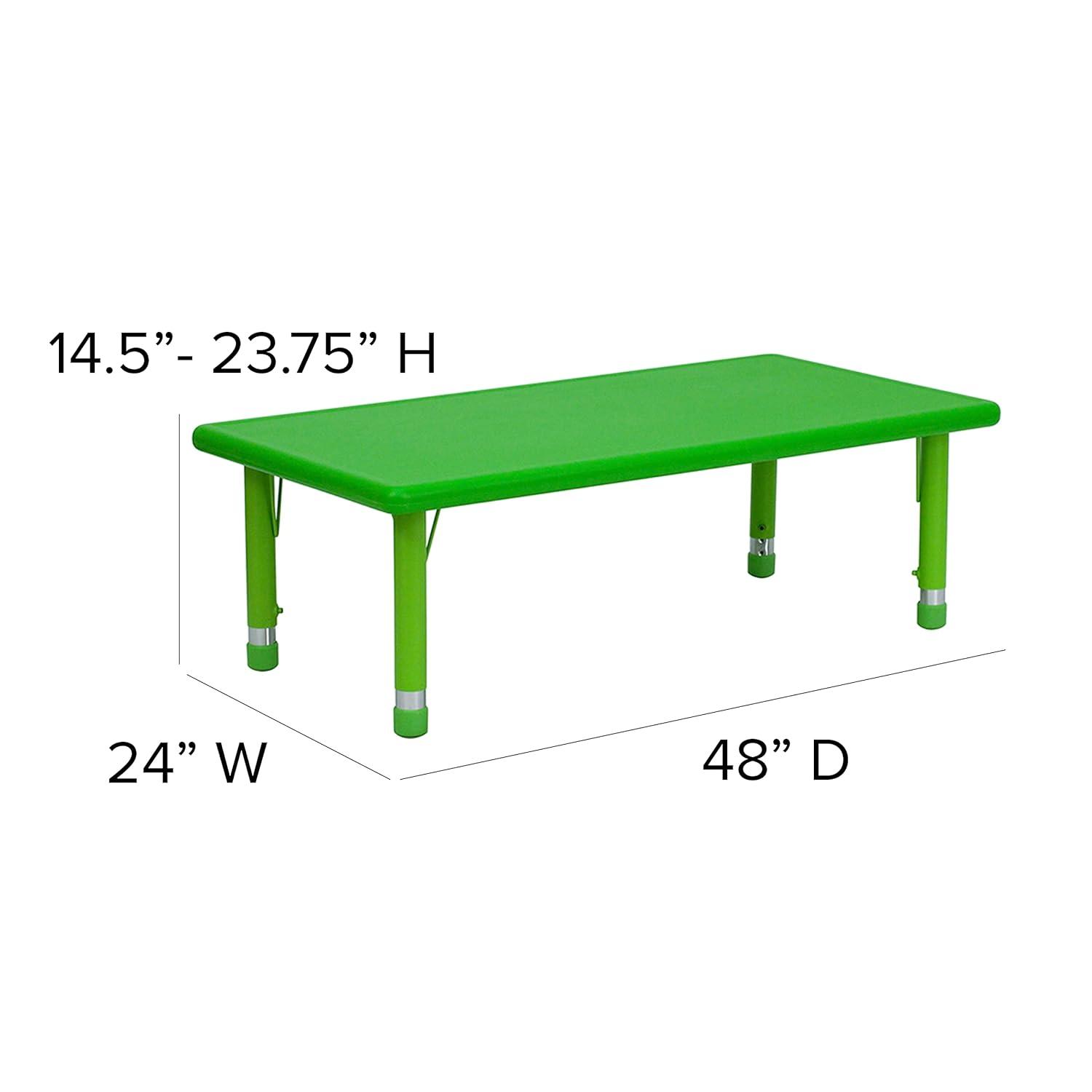 Emma and Oliver 24"W x 48"L Natural Plastic Adjustable Activity Table - School Table for 6