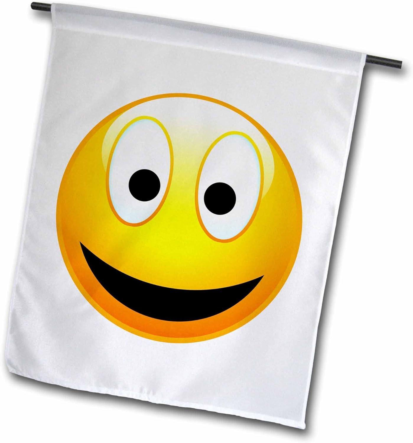 Yellow and Black Smiley Face Polyester Garden Flag, 12 by 18-Inch