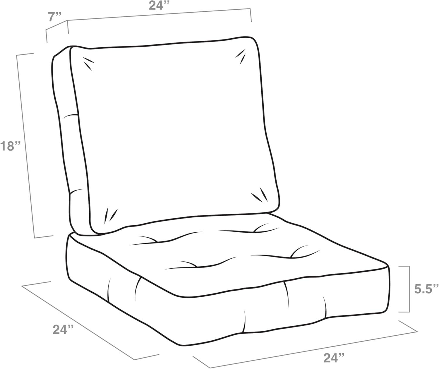 ARDEN Outdoor Plush Modern Tufted Blowfill Deep Seat Set, 24 x 24, Rain-Proof, Fade Resistant, Deep Seat Bottom and Back Cushion 24 x 24