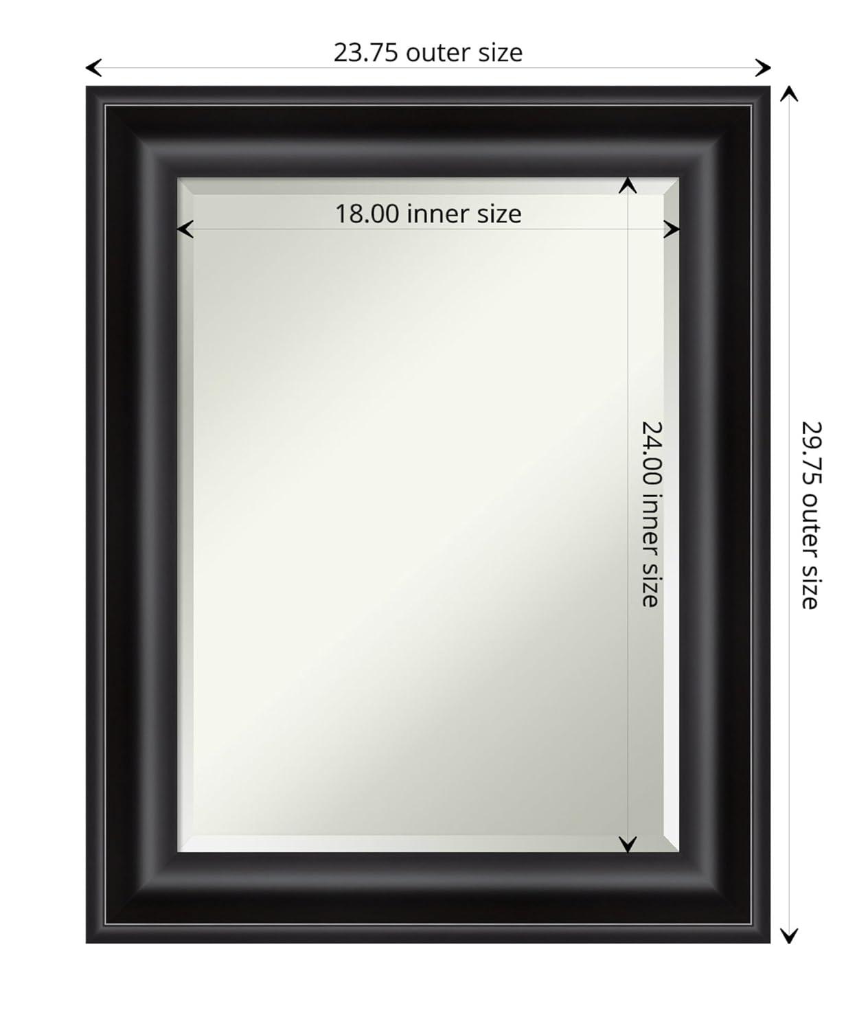 24" x 30" Non-Beveled Grand Black Wall Mirror - Amanti Art: Modern Rectangle, Polystyrene Frame