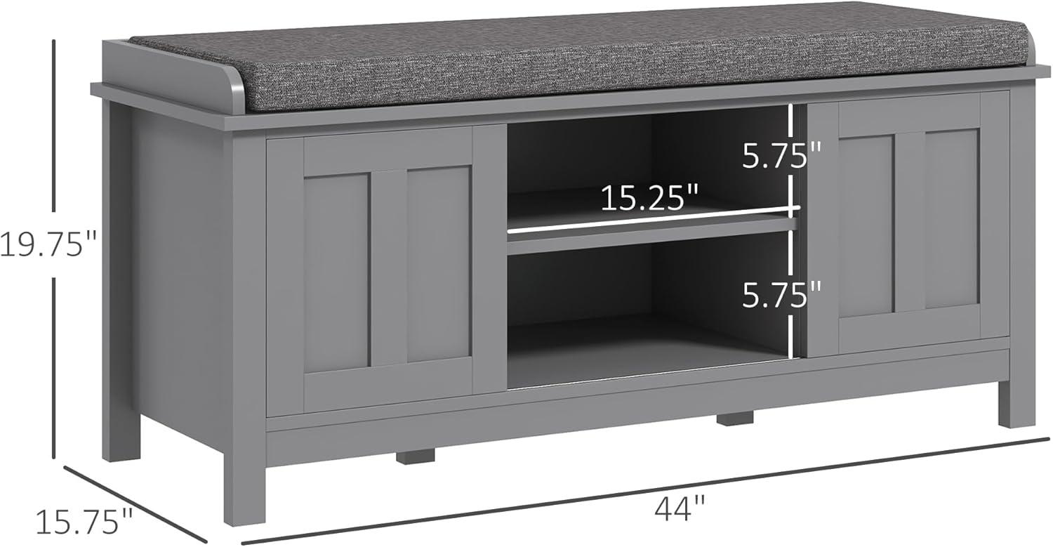 Shoe Storage Bench with Cushion, 10-Pair Capacity, Sliding Doors