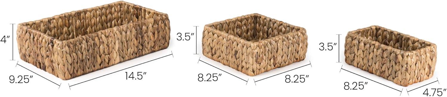 happimess Tress Minimalist Hand-Woven Hyacinth Nesting Baskets, Natural (Set of 3)